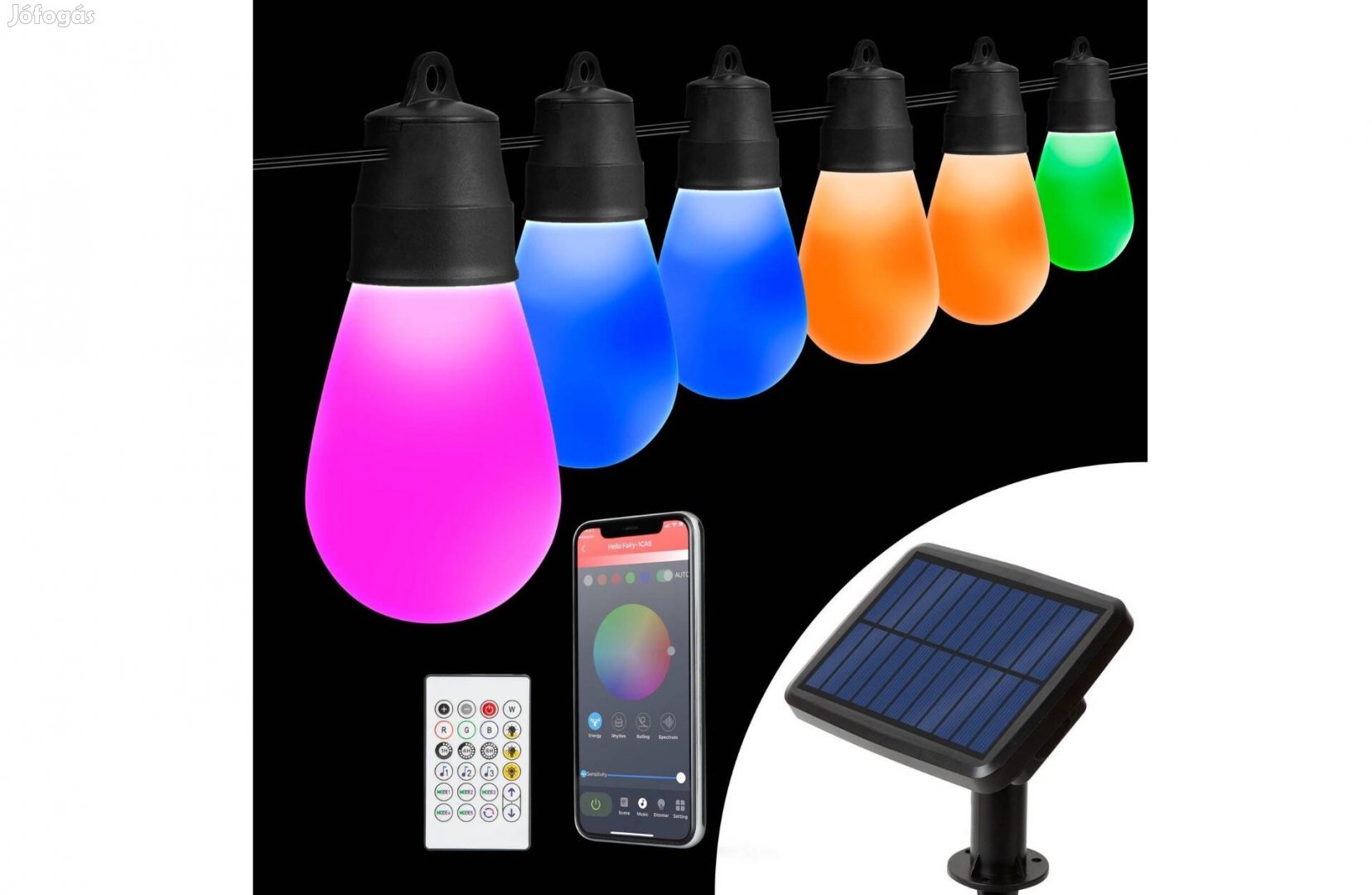 Szolár Smart fényfüzér - 30 db Rgbic LED - 13 m - bluetooth