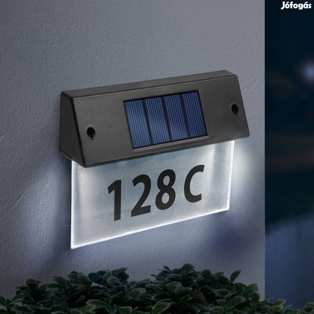 Szolár napelemes házszámfény LED házszám fény átlátszó plexi 18x20 cm
