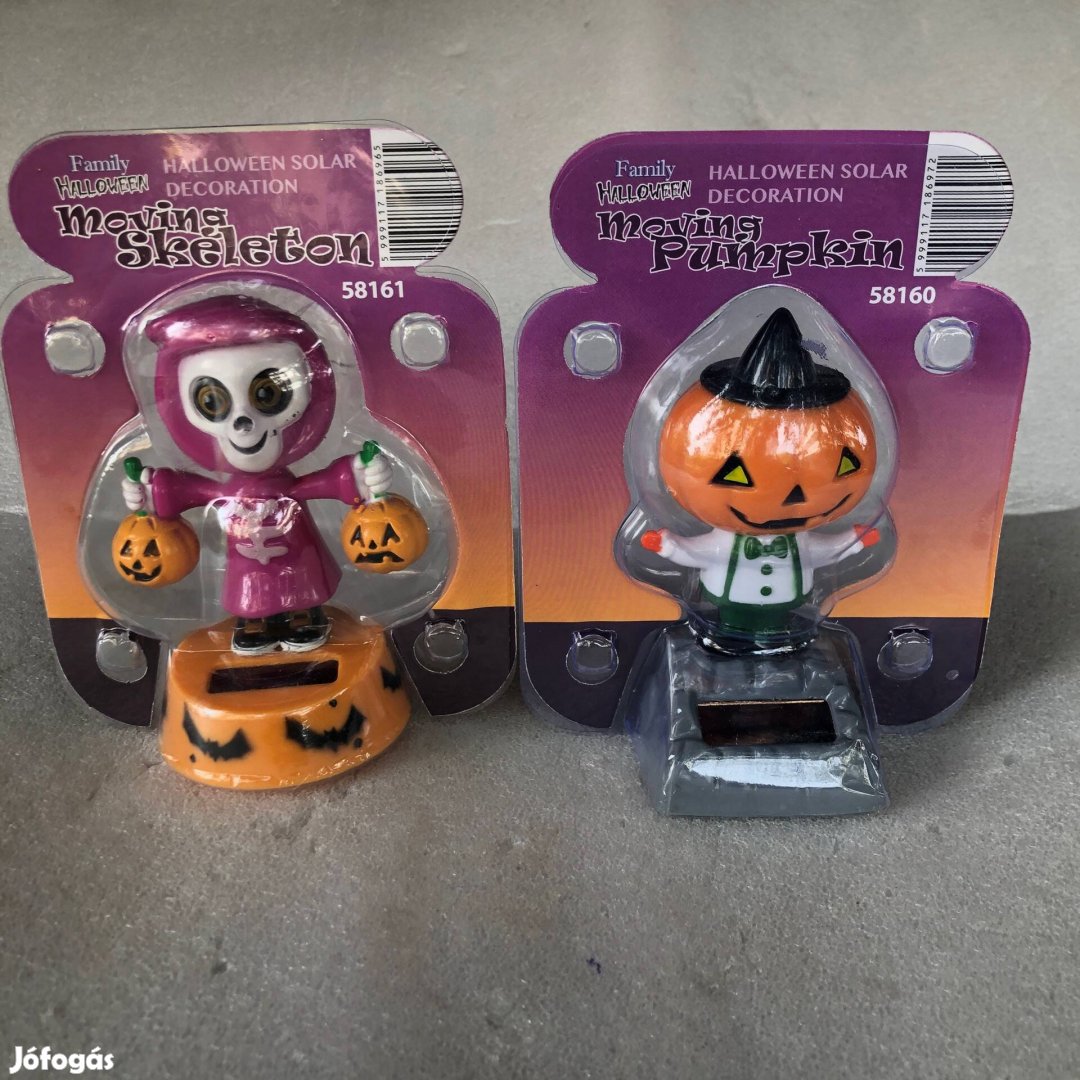 Szolár táncoló Halloween-i mozgó csontváz figura töklámpával + tök