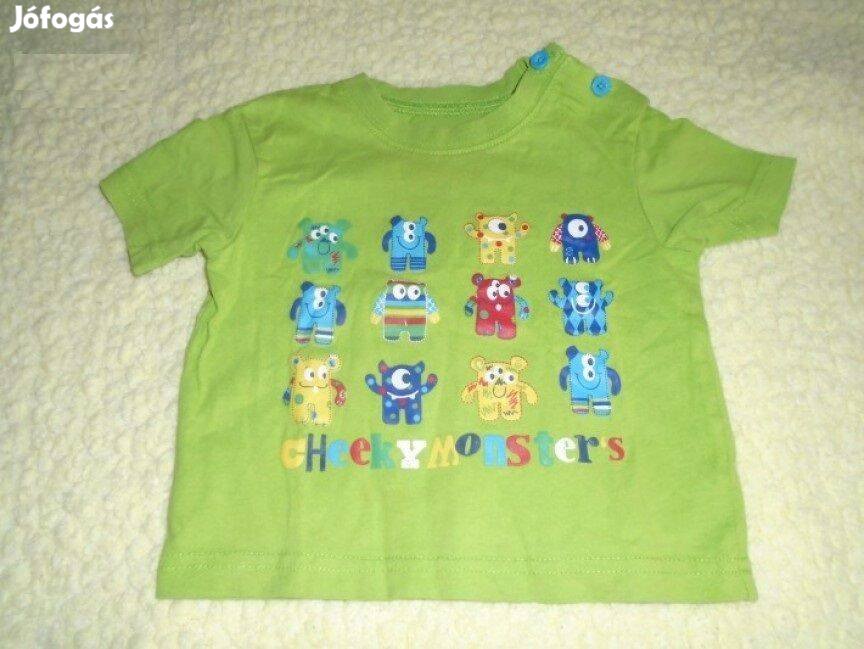 Szörny mintás és zöld póló 9-12 hó méret 80