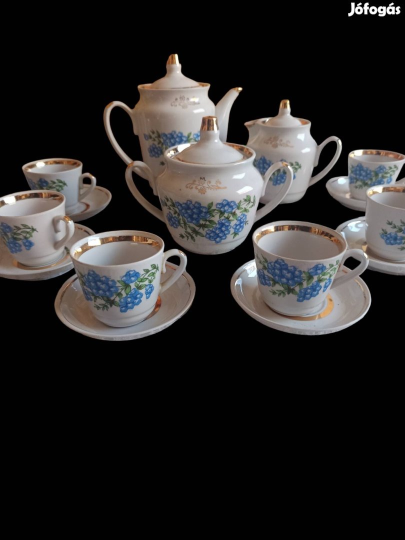 Szovjet jelzett kávés készlet nefelejcs dekorral