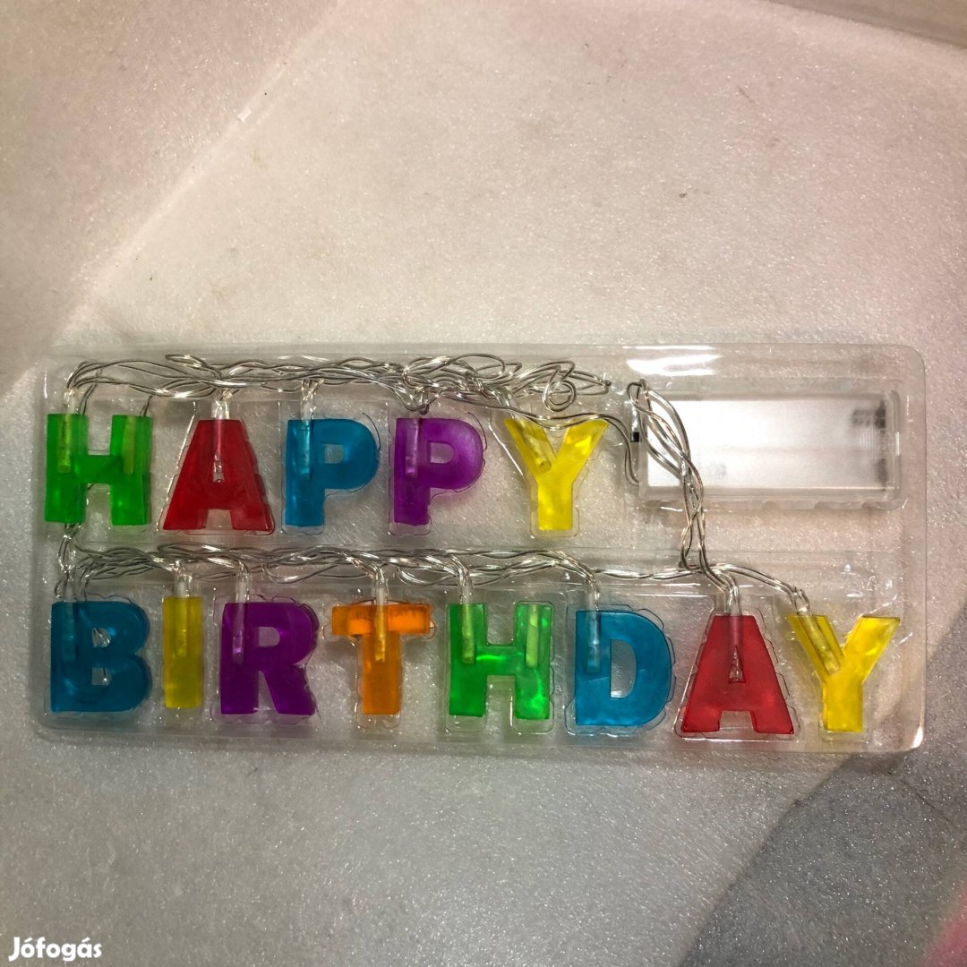 Születésnapi LED-es fényfüzér - "Happy Birthday" - 13 LED - 2 x AA