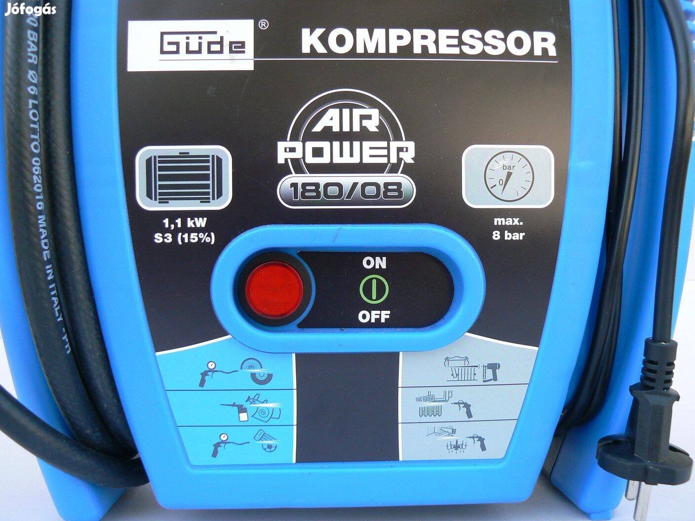 Szuper áron, mini kompresszor egy hengeres, olajmentes 8bar