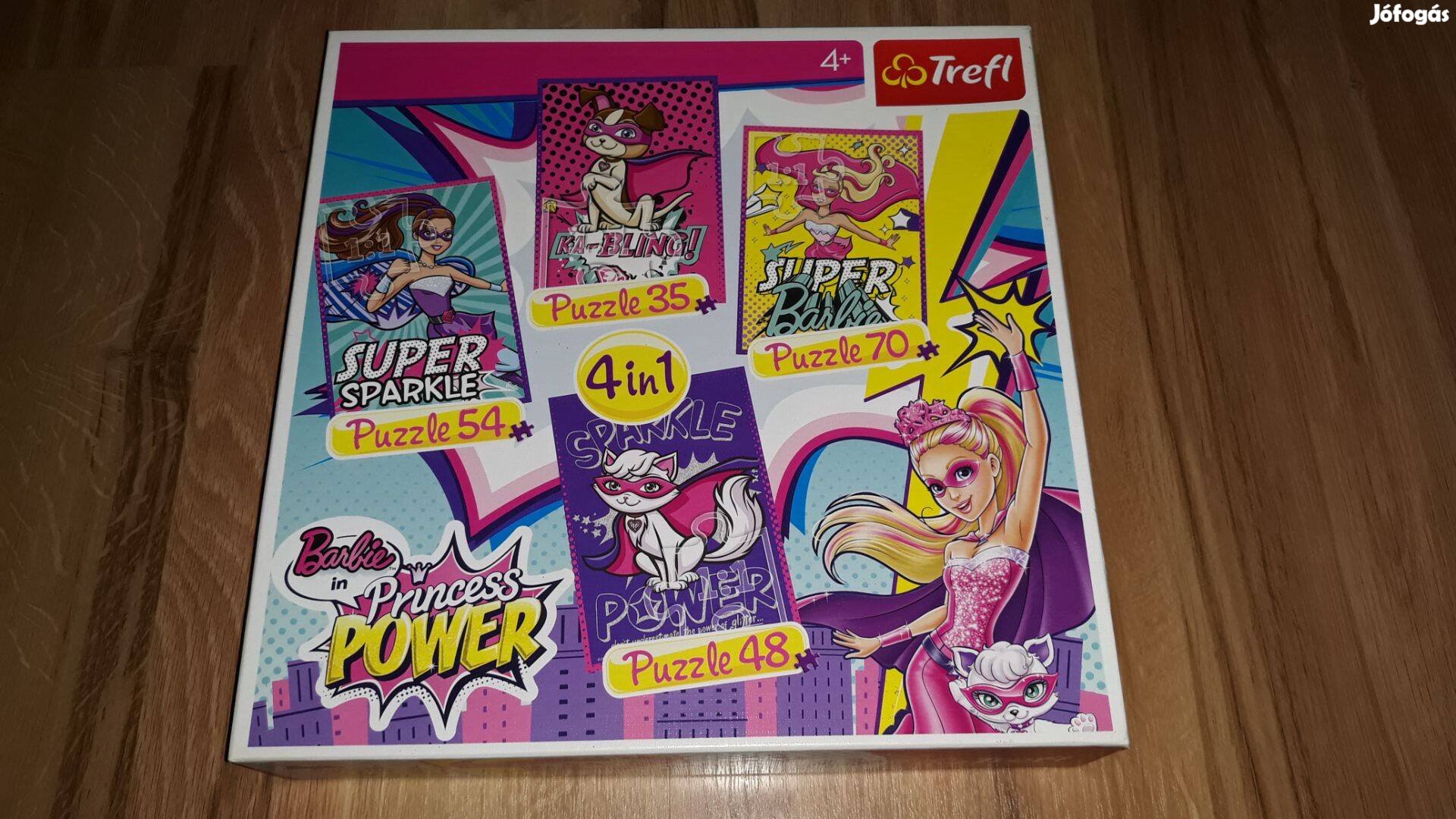 Szuperhős Barbie puzzle, Trefl 4in1 (35,48,54,70 db-os), újszerű