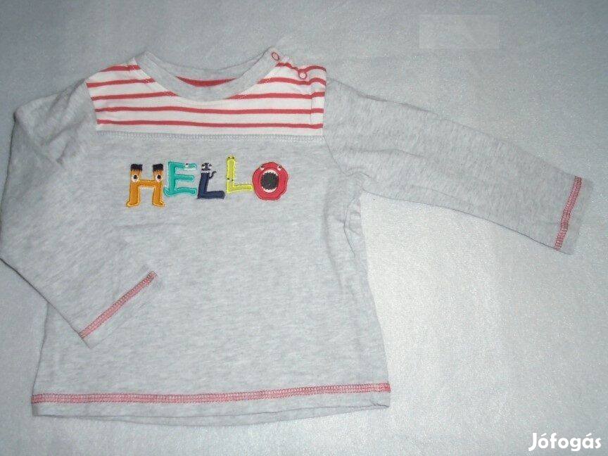 Szürke Hello feliratos hosszú ujjú felső 6-9 hó méret 74