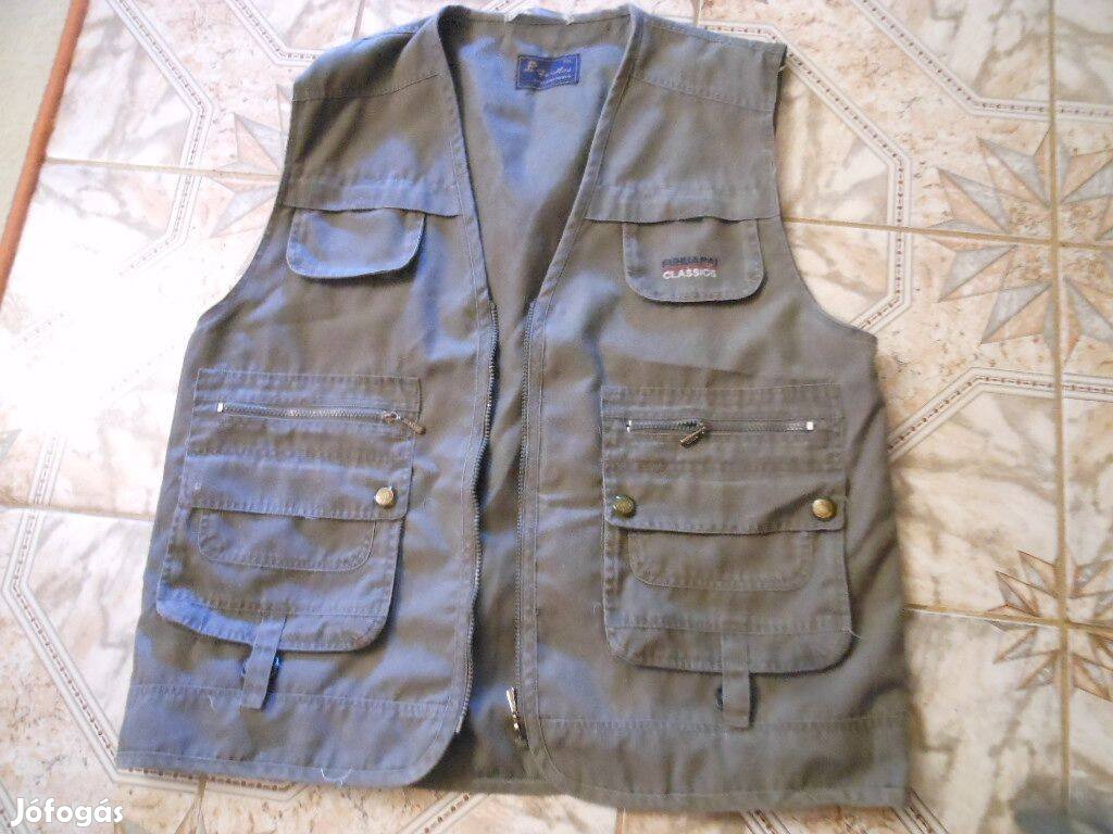 Szürke XL zsebes zippzáros mellény a kerti munkákhoz