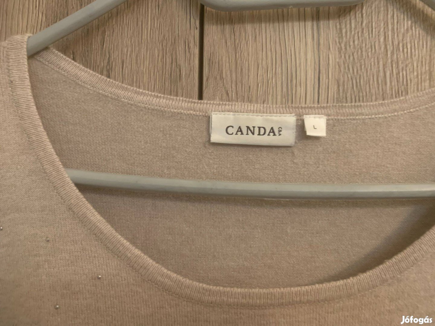 Szürke, bézs csíkos pillangó mintás pulóver L