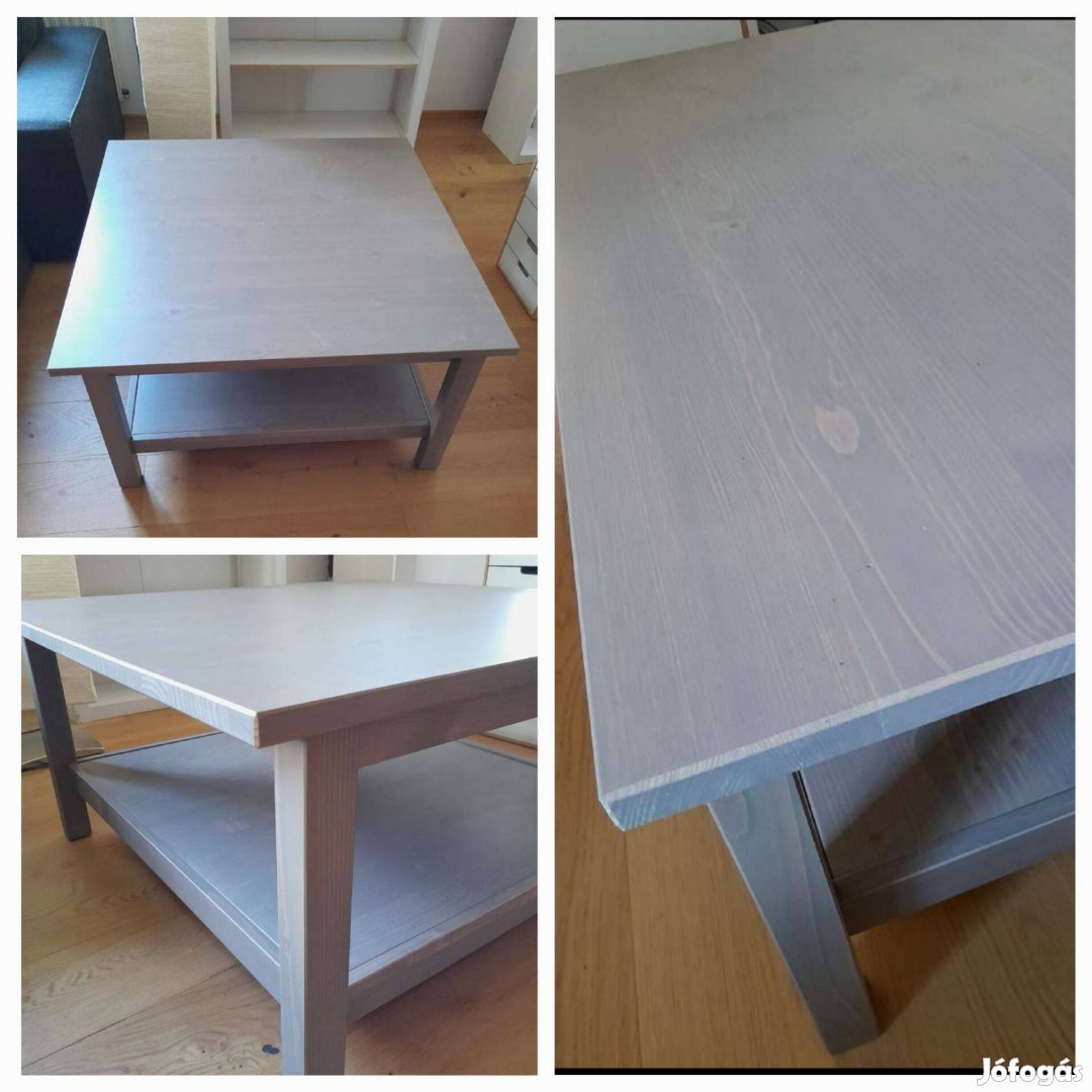 Szürke/barna Ikea Hemnes dohányzóasztal asztal 90x90 cm