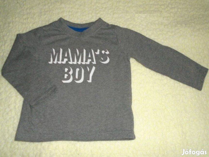 Szürke és feliratos hosszú ujjú felső 9-12 hó méret 80
