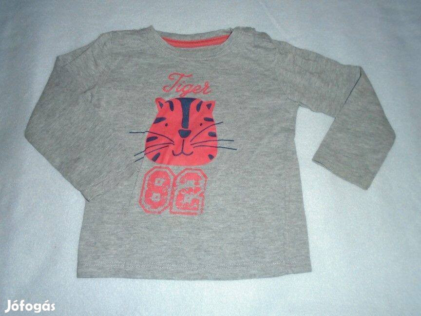 Szürke és tigris mintás hosszú ujjú felső 9-12 hó méret 80