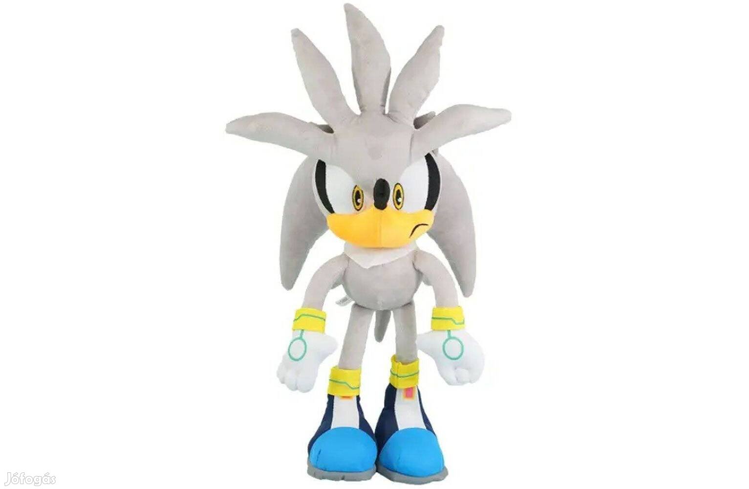 Szürke ezüst színű Silver Sonic plüss 40 cm