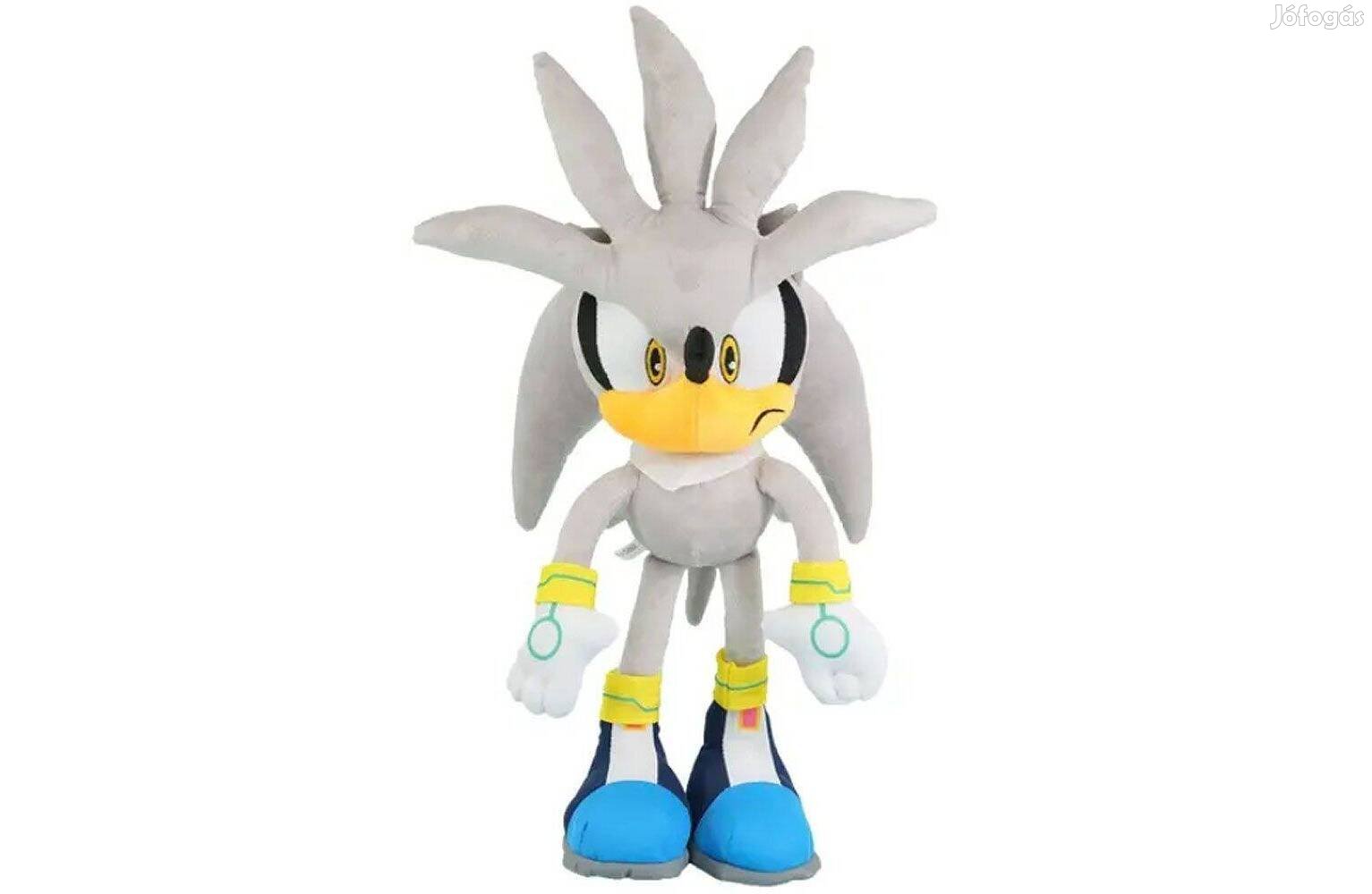 Szürke ezüst színű Silver Sonic plüss 40 cm