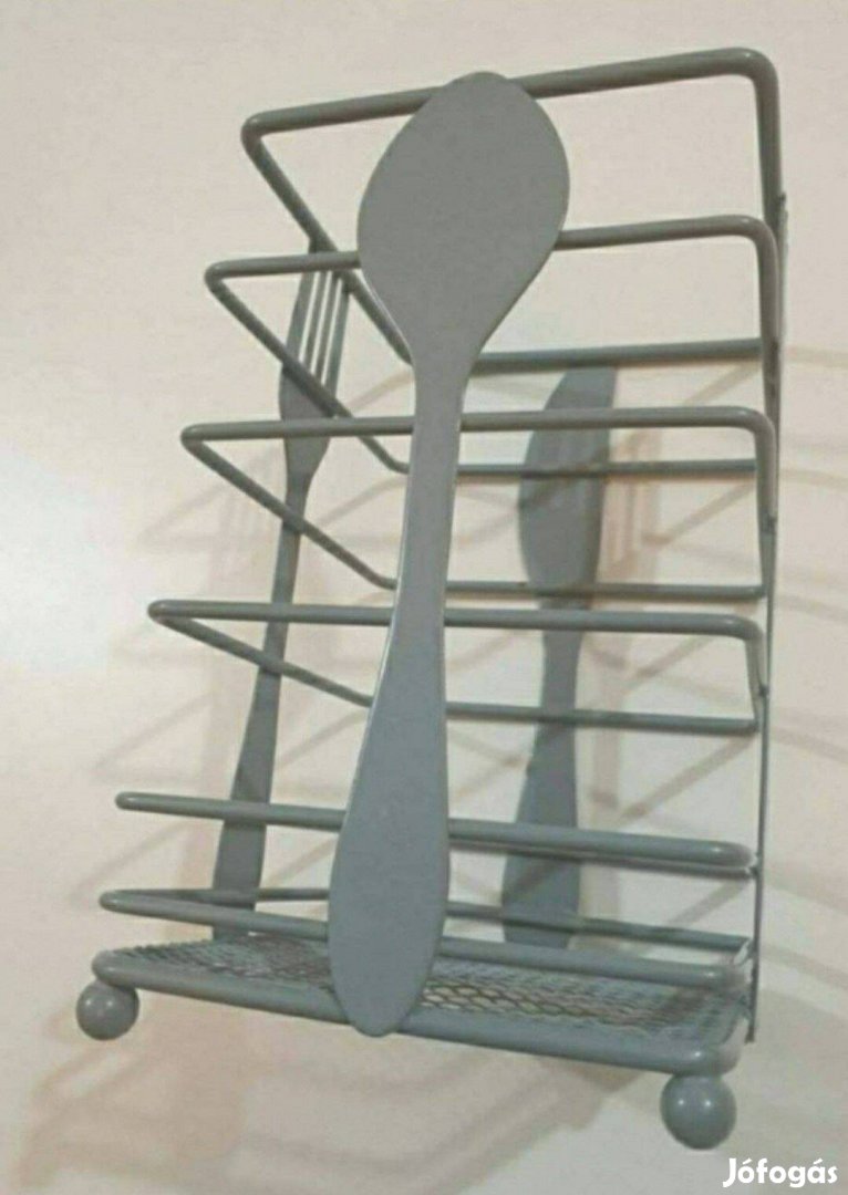Szürke festett fém konyhai evőeszköz tartó / szárító / csorgató