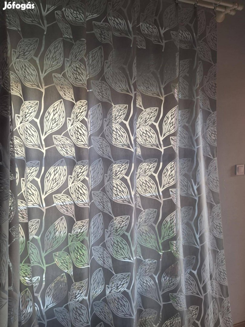Szürke levél mintás fényáteresztő új lapfüggöny 12,4m x 290