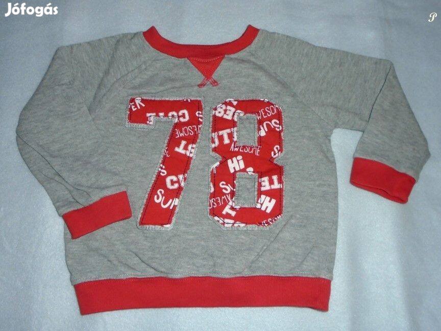 Szürke mintás hosszú ujjú felső 9-12 hó méret 80