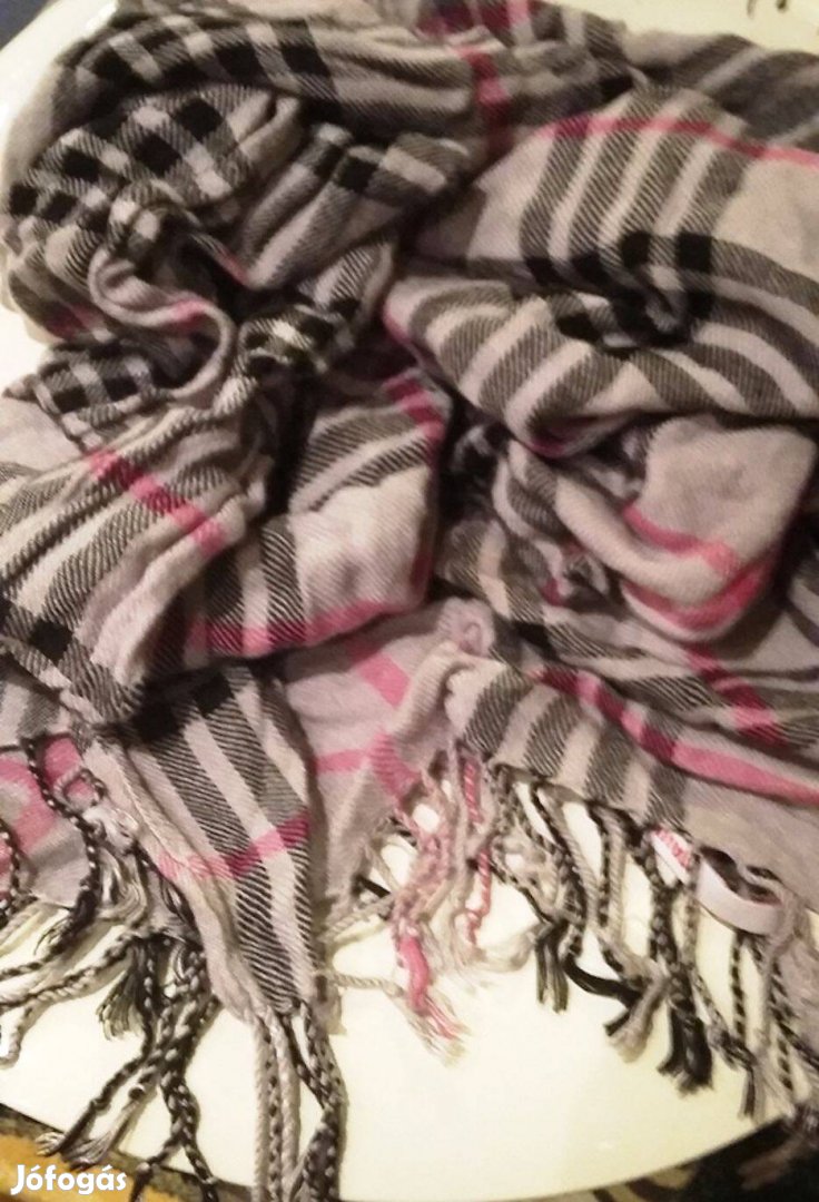 Szürke-pink kockás sál