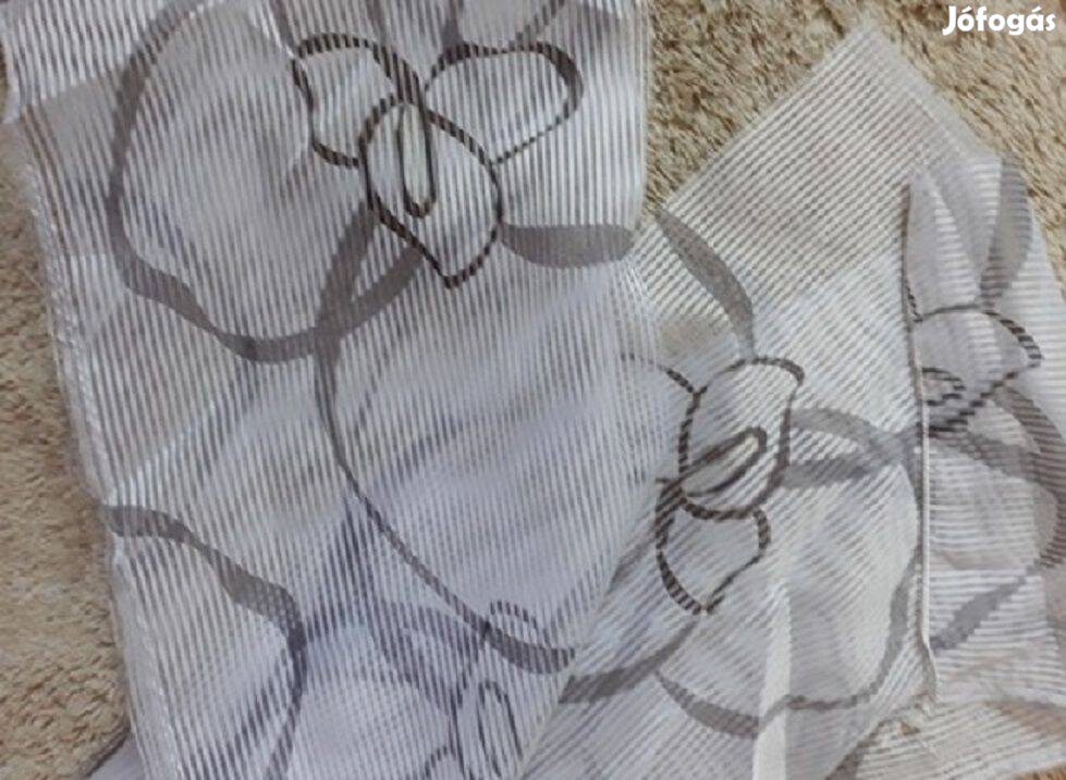 Szürke virágos új organza függöny 4m x 290 cm