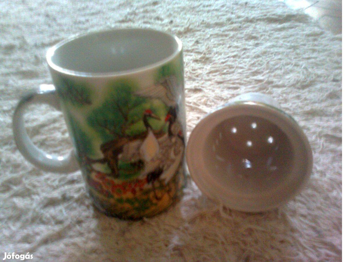 Szűrős bögre - különleges, szép színekkel, Porcelán Szűrőbetéttel