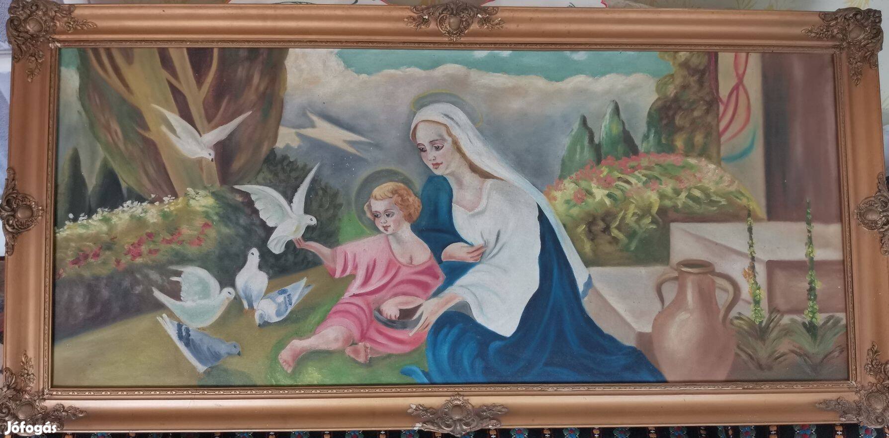 Szűz Mária kis Jézussal nagy méretű vászon festmény eladó