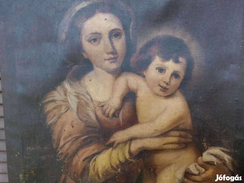 Szűzanya a Gyermekkel, Murillo Után Olajfestmény Jegyzett