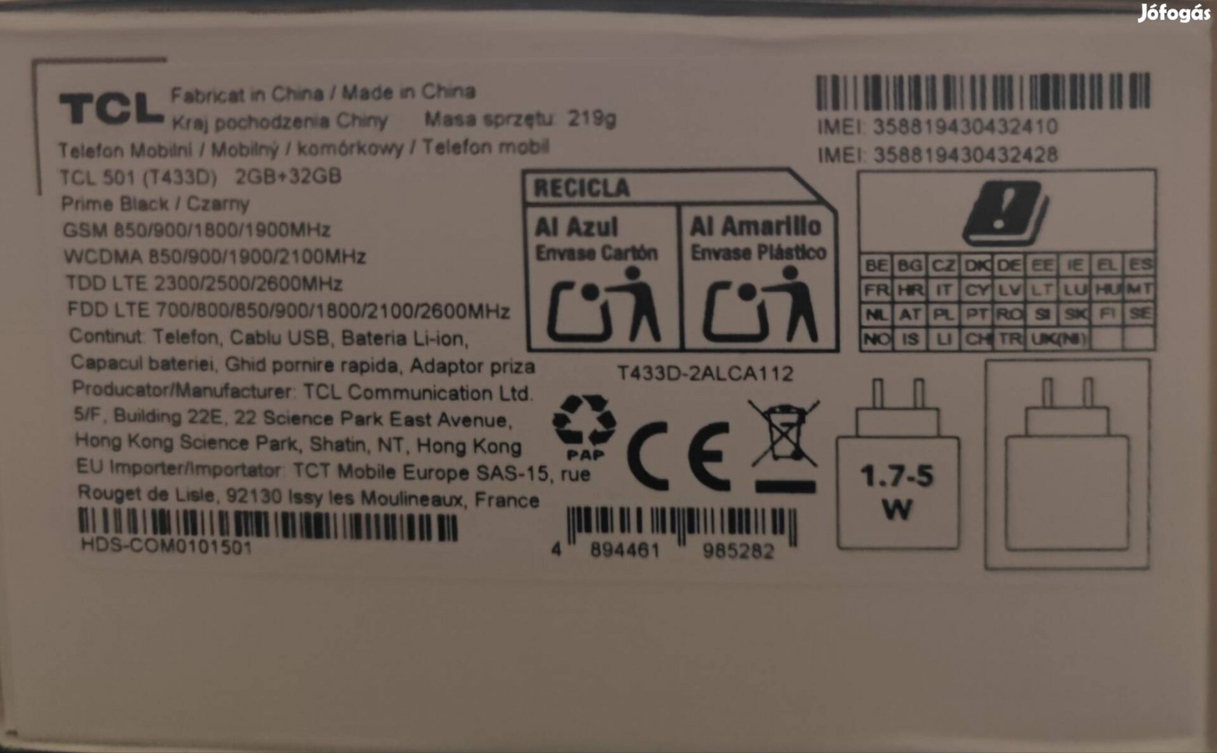 TCL 501 232 vadonatúj okostelefon