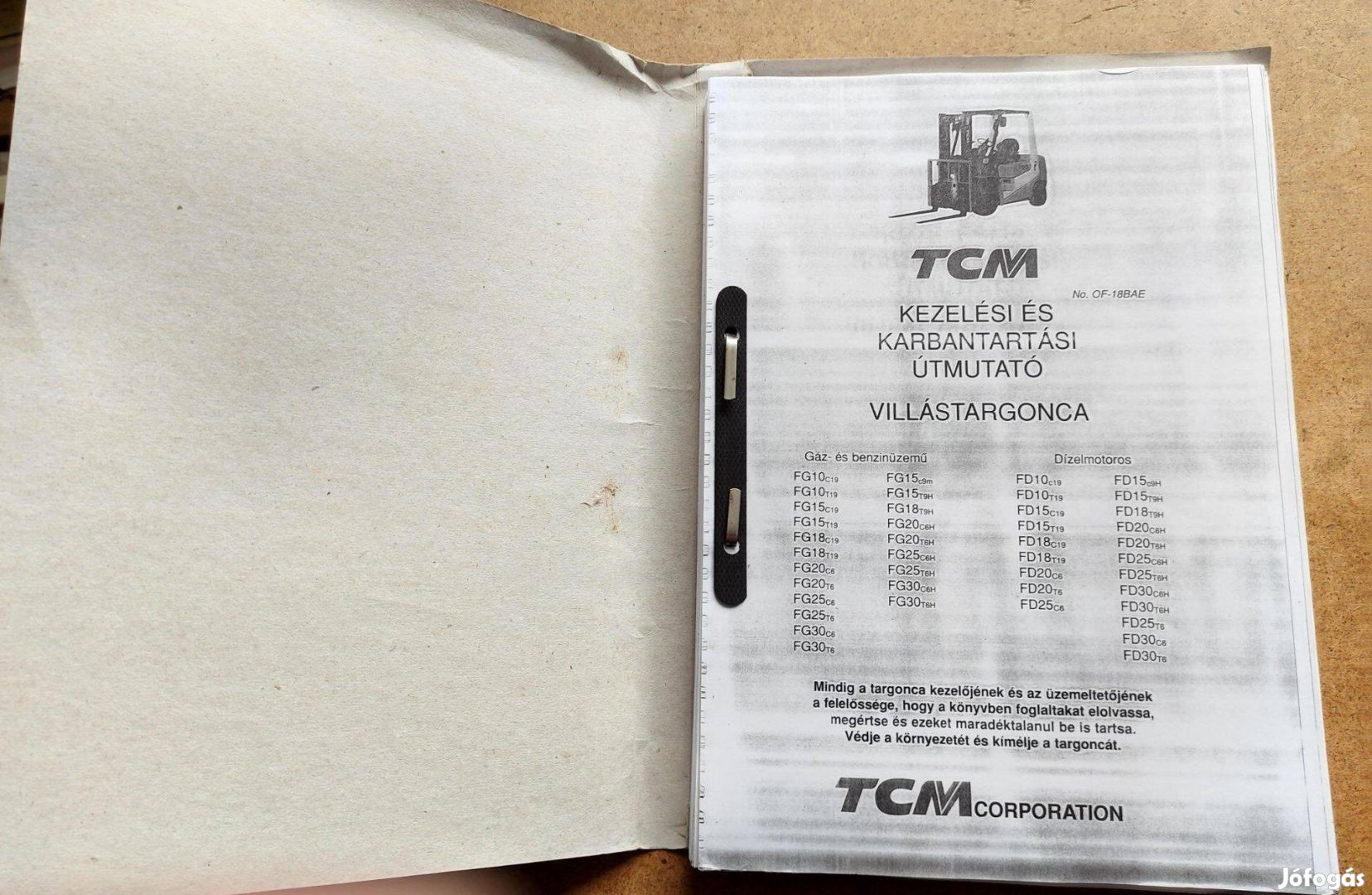 TCM targonca kezelési karbantartási útmutató