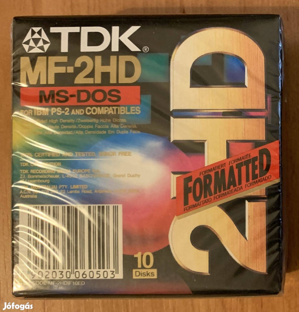 TDK MF-2HD 3,5" floppy lemezek fóliás