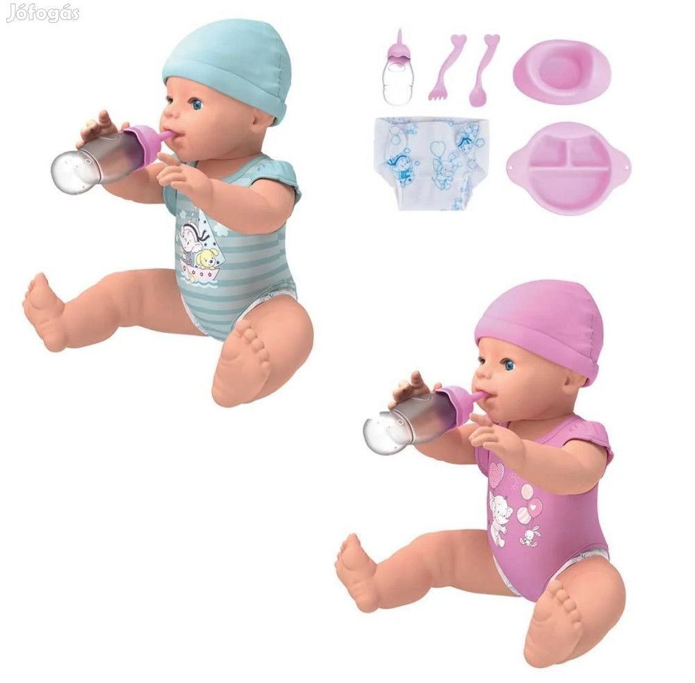 TONI 40 cm élethű játék baba lecsukható szemekkel, alvó, ivó és nedve