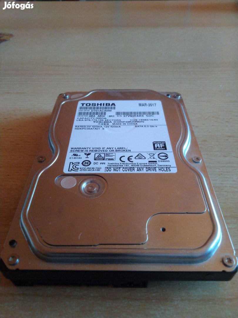 TOSHIBA Desktop HDD 500GB tárhellyel