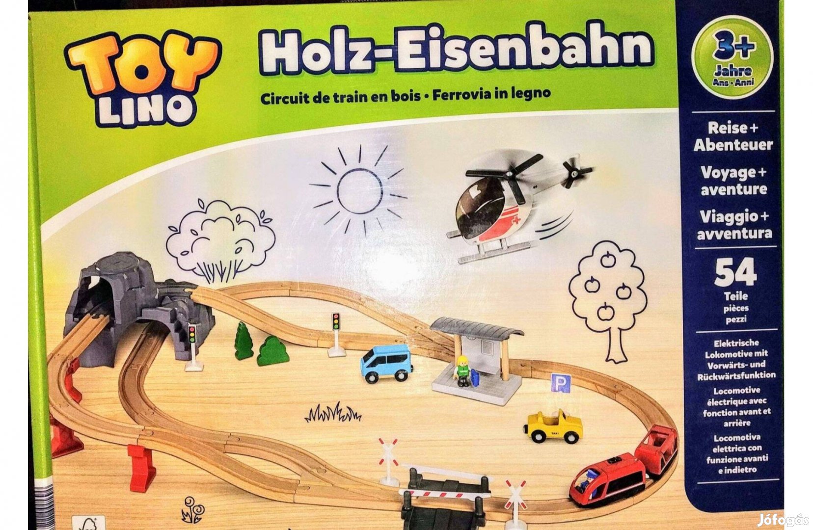 TOY Lino Favonat Önjáró Elemes Szerelvénnyel, Emeletes Alagút,2 Pálya,