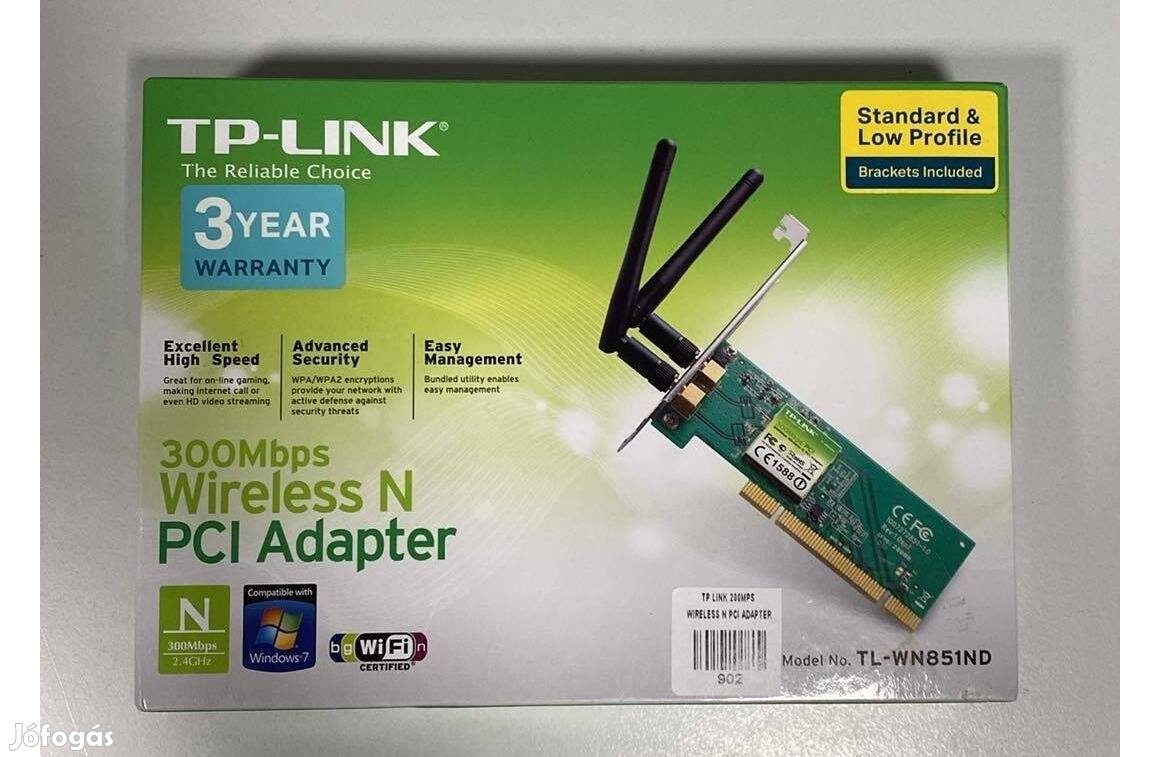 TP-Link TL-WN851ND 300M PCI Kártya Új/Bontatlan!