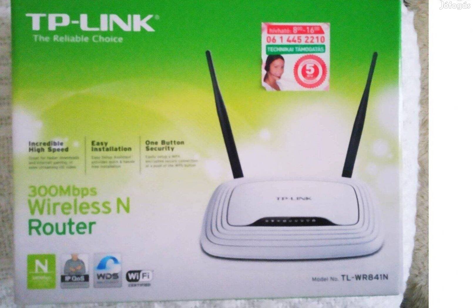 TP-Link TL-WR841N Wireless router N 300Mbps. Dobozával, cd-vel együtt
