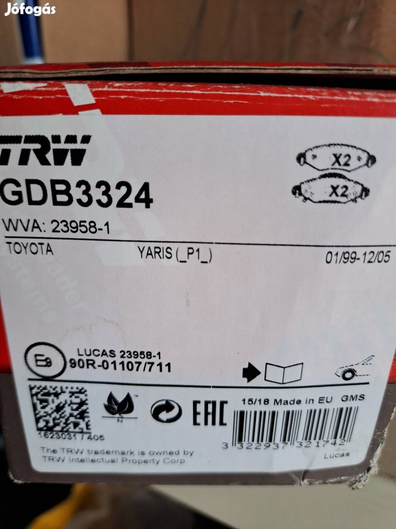 TRW első fékbetét Toyota Yarishoz eladó!