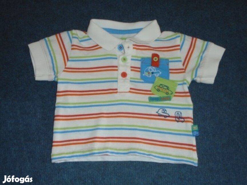 TU csíkos galléros és autó mintás póló 3-6 hó méret 68