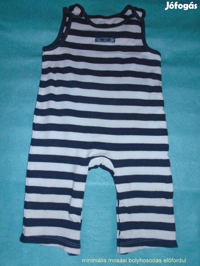 TU kék csíkos ujjatlan rugdalózó 6-9 hó méret 68 74