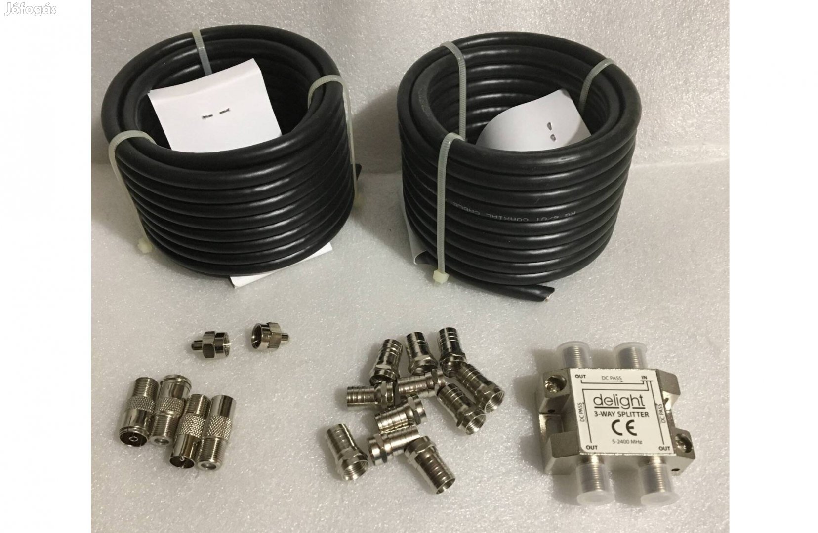 TV Koax antenna készlet - 3 utas splitter - kábel - F