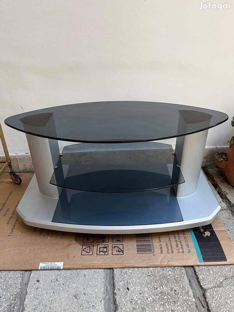 TV állvány/asztal üvegpolcokkal