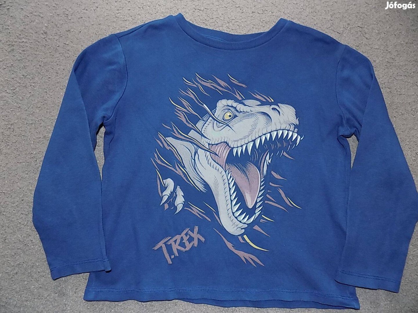 T-Rex mintás fiú pulóver, 128-as