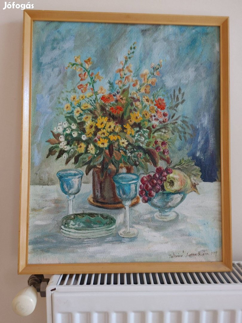 Táboriné Ugray Klára 1998 csendélet festmény 40x50 cm