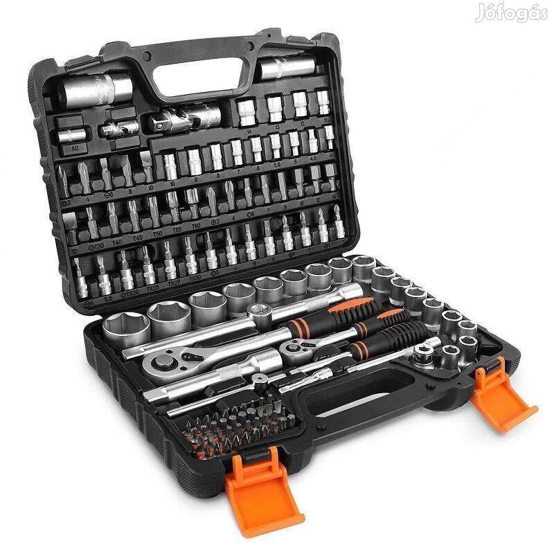 Tacklife SWS5A 119 darabos metrikus csavarozókészlet szállítókofferben