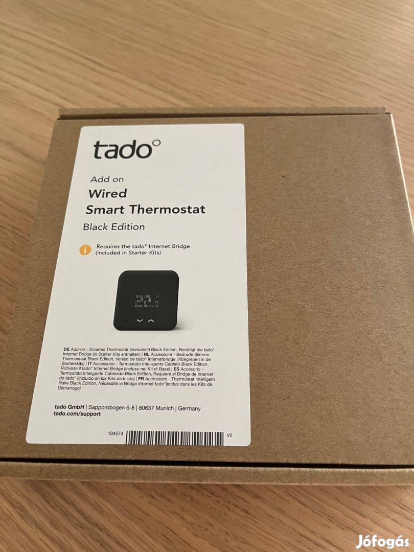 Tado Smart Thermostat v3+, fekete, új, bontatlan