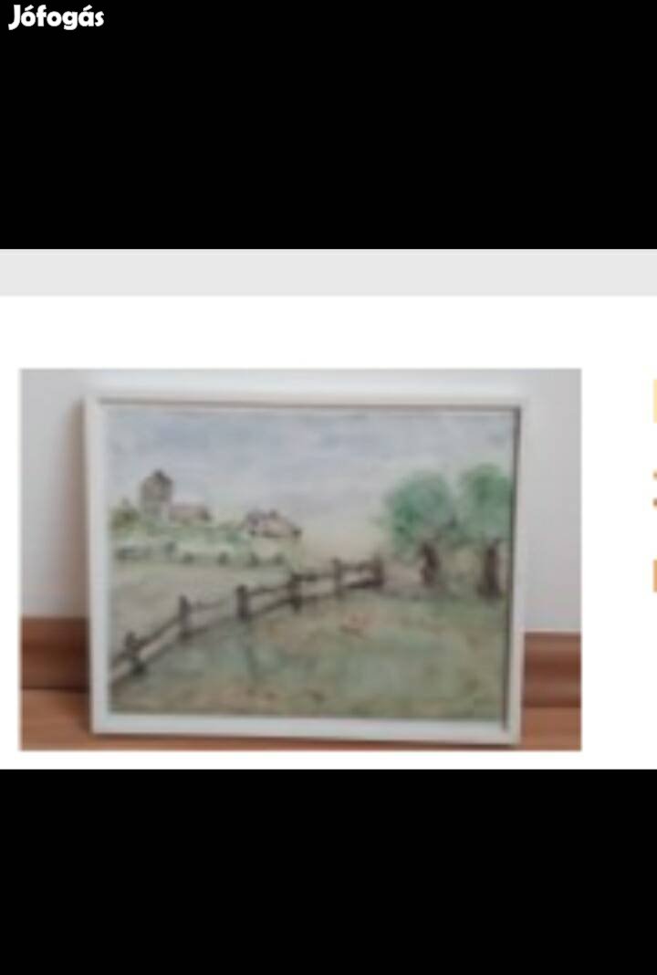 Tájkép akvarell Puskás 924. jelzéssel üvegezett keretben. Mérete: 33x2