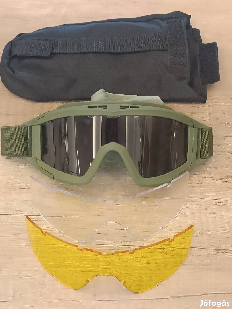 Taktikai szemüveg tokkal, tartalék lencsékkel 4000 Ft
