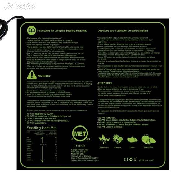 Talajmelegítő lap csíráztatáshoz 52x52cm  (4709)