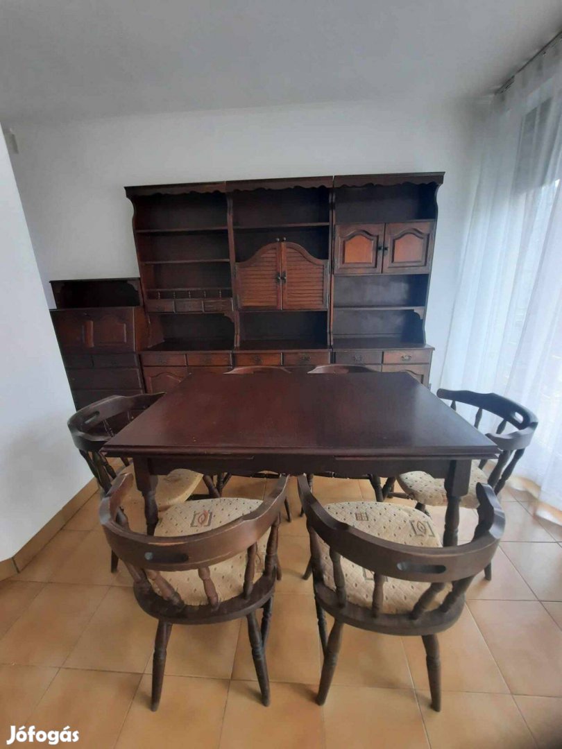 Tálaló szekrény, étkező garnitúra, étkezőasztal, italos szekrény