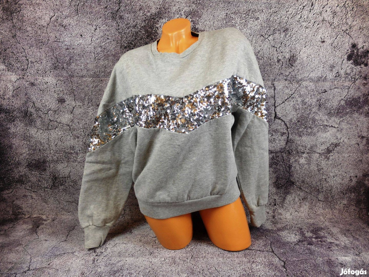 Tally Weijl szürke téli női hosszú ujjú csillogós pulóver