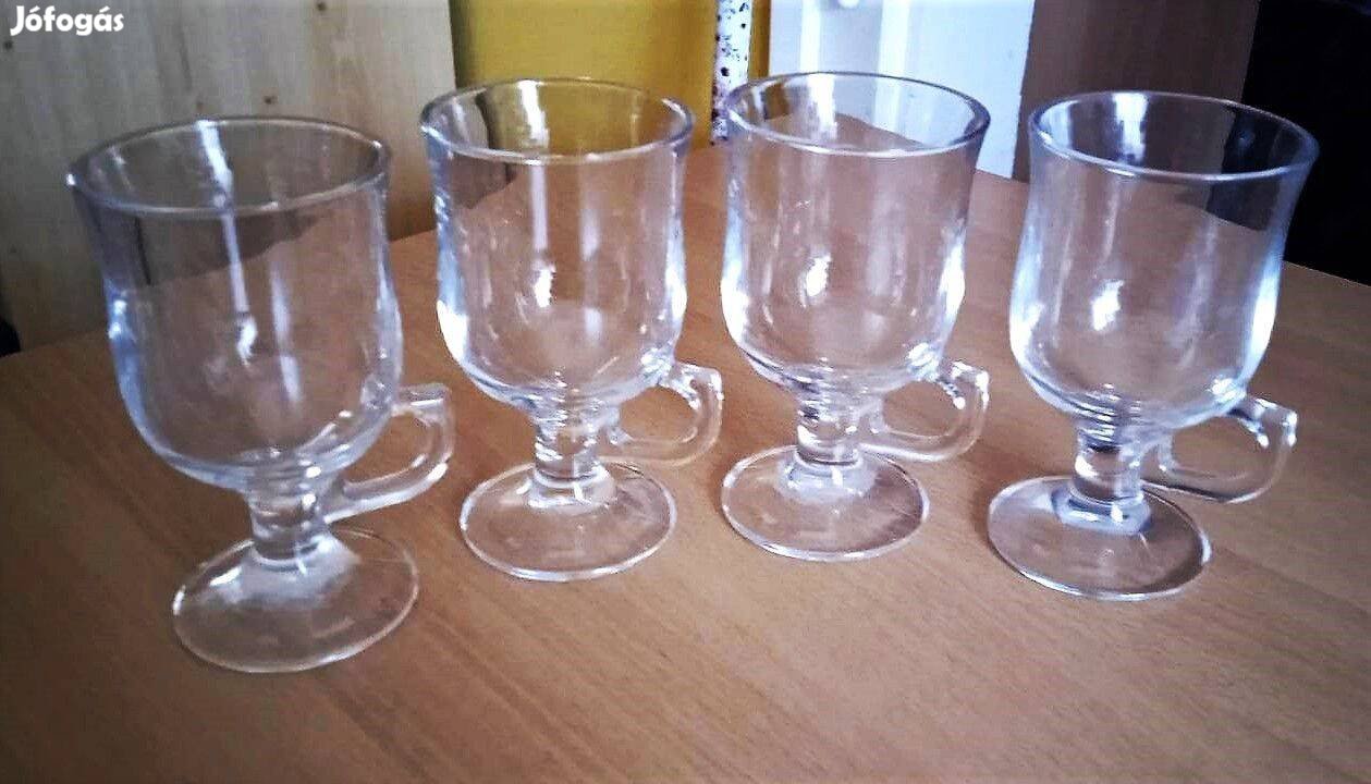 Talpas lattés, kapucsínós üveg pohárszett, 4 darabos, füles