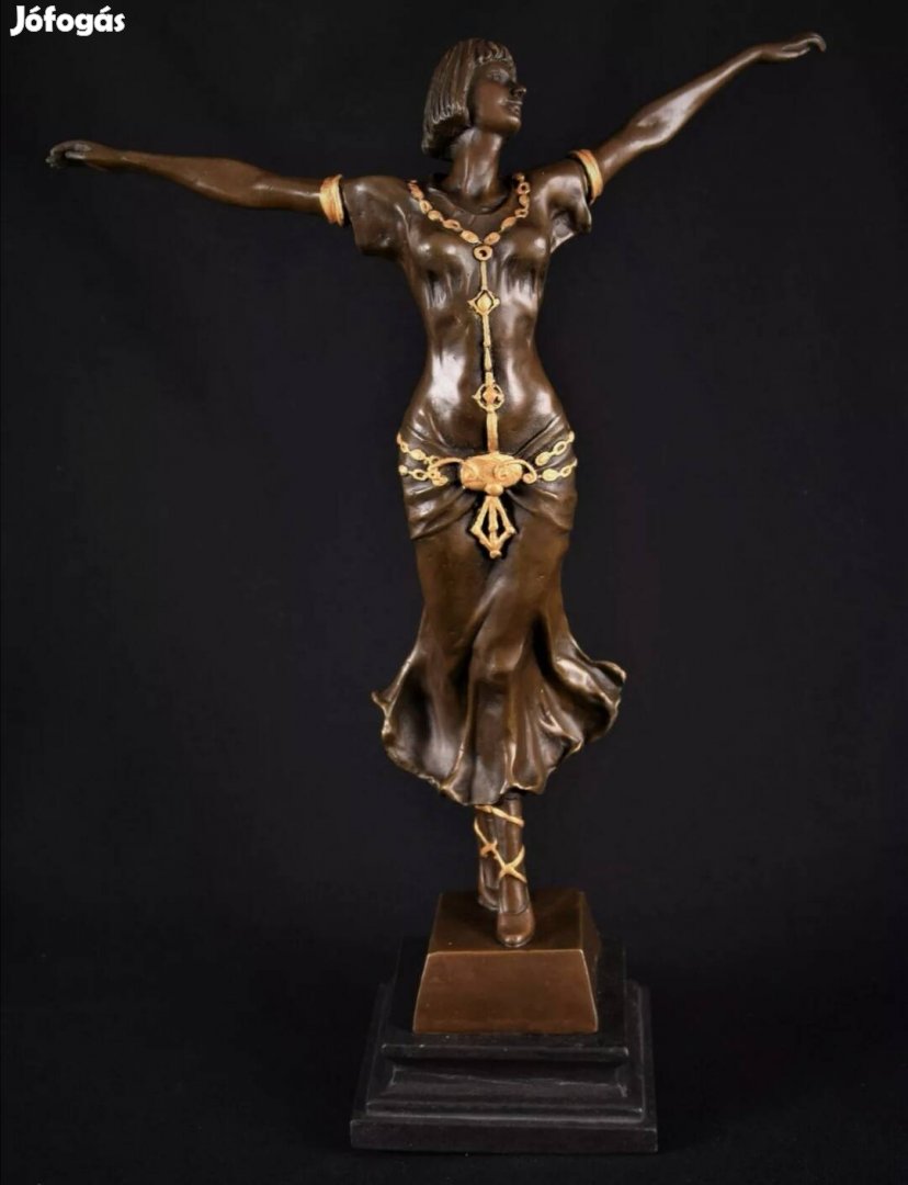 Táncosnő - art deco stílusú bronz szobor 
