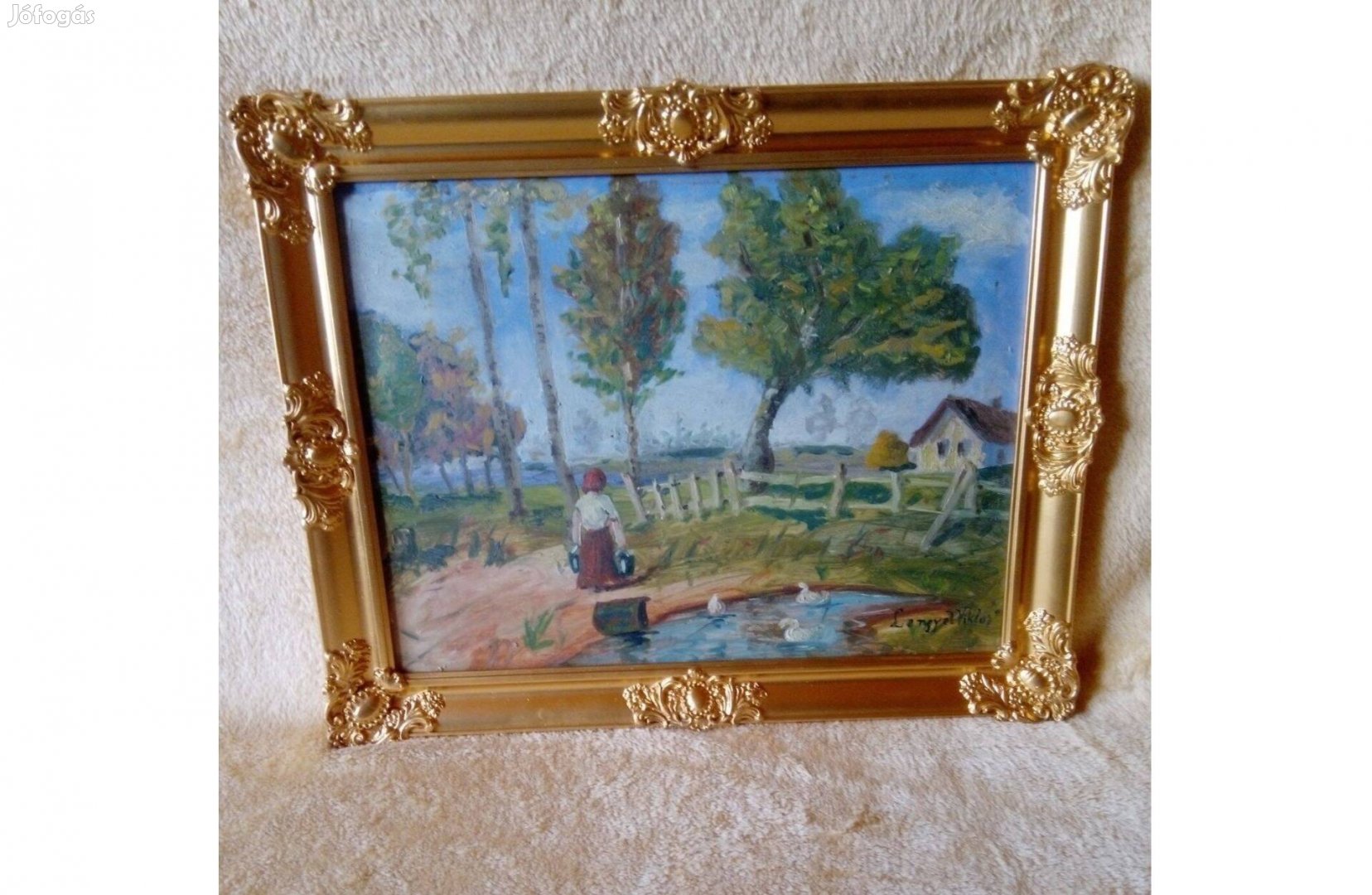 Tanyai életkép festmény