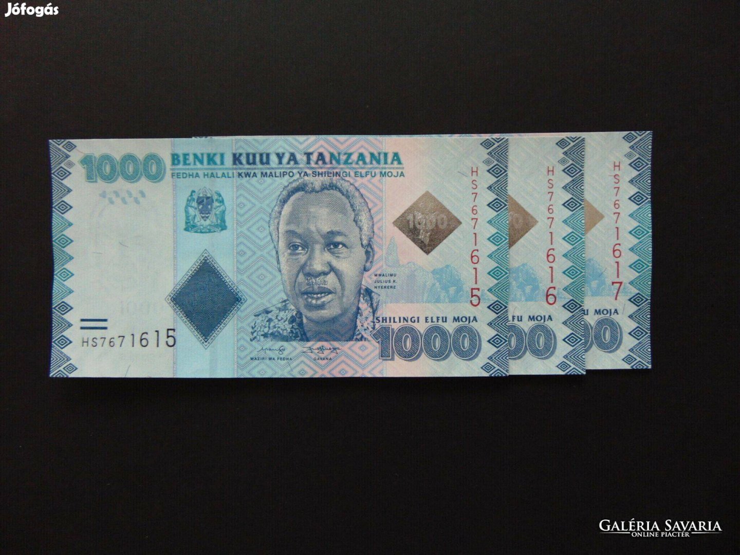 Tanzania 3 darab 1000 shilling hajtatlan - sorszámkövető !